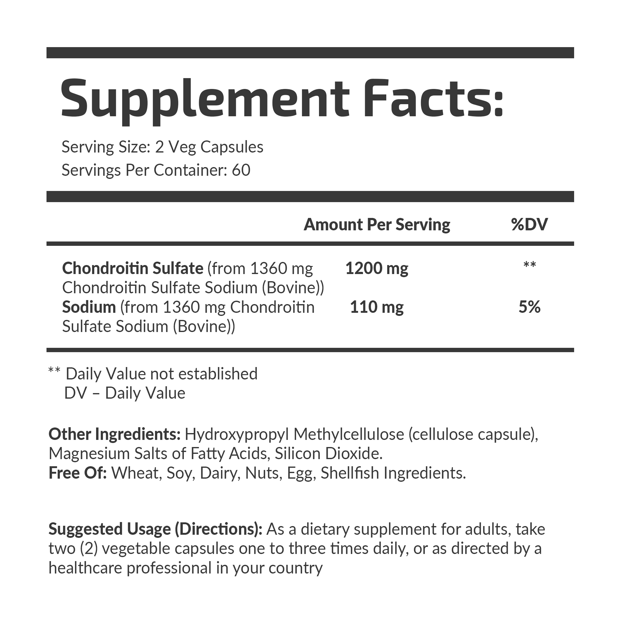 Банка Chondroitin Sulfate Bovine 600 mg Fuel Up, вигляд збоку.