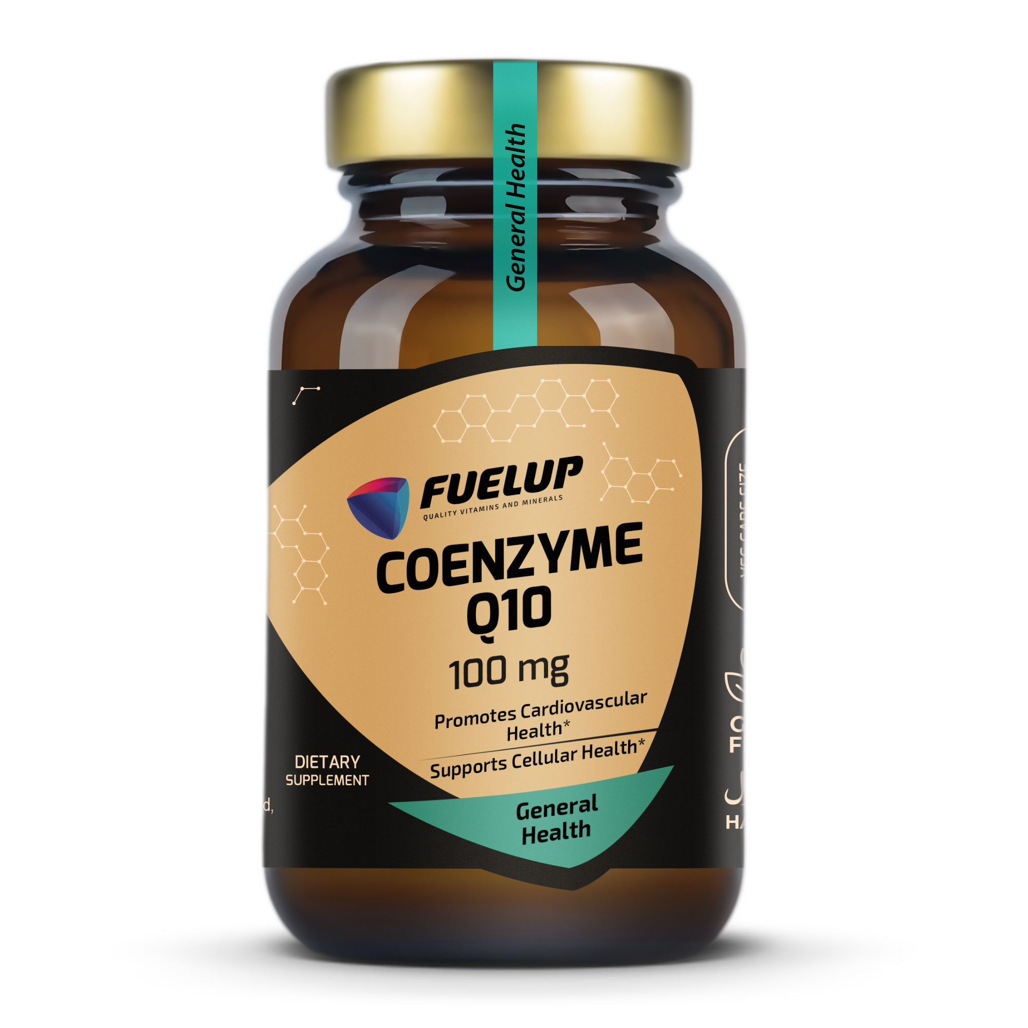 Fuel Up Coenzyme Q10 100 mg 100 капсул, вигляд банки спереду