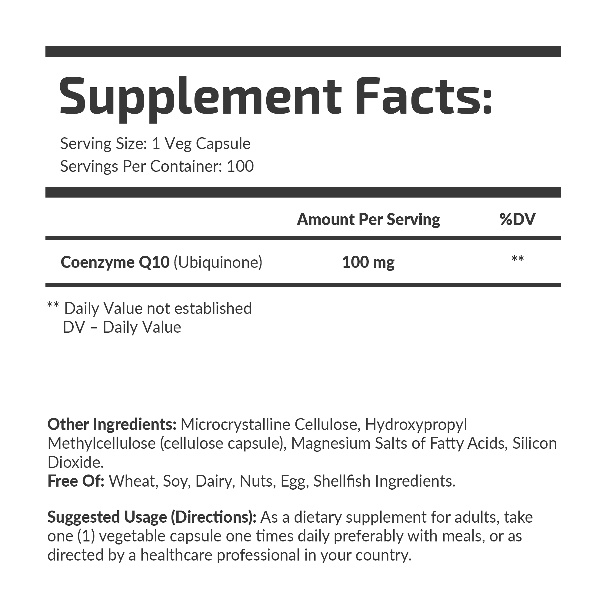 Упаковка Coenzyme Q10 100 mg Fuel Up 100 vegcaps, бічний ракурс.