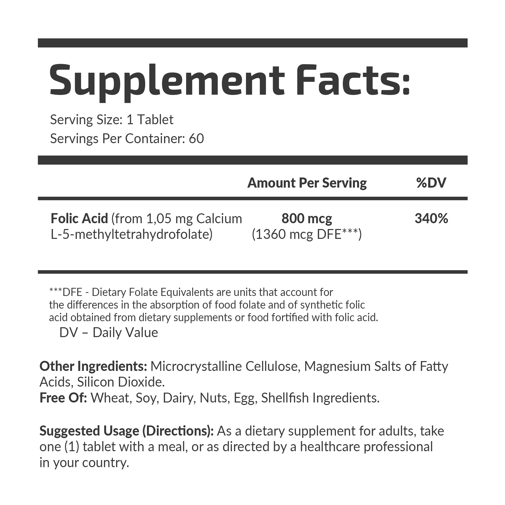 Спосіб прийому та властивості Fuel Up Folic Acid 5-MTHF 60 tabs.