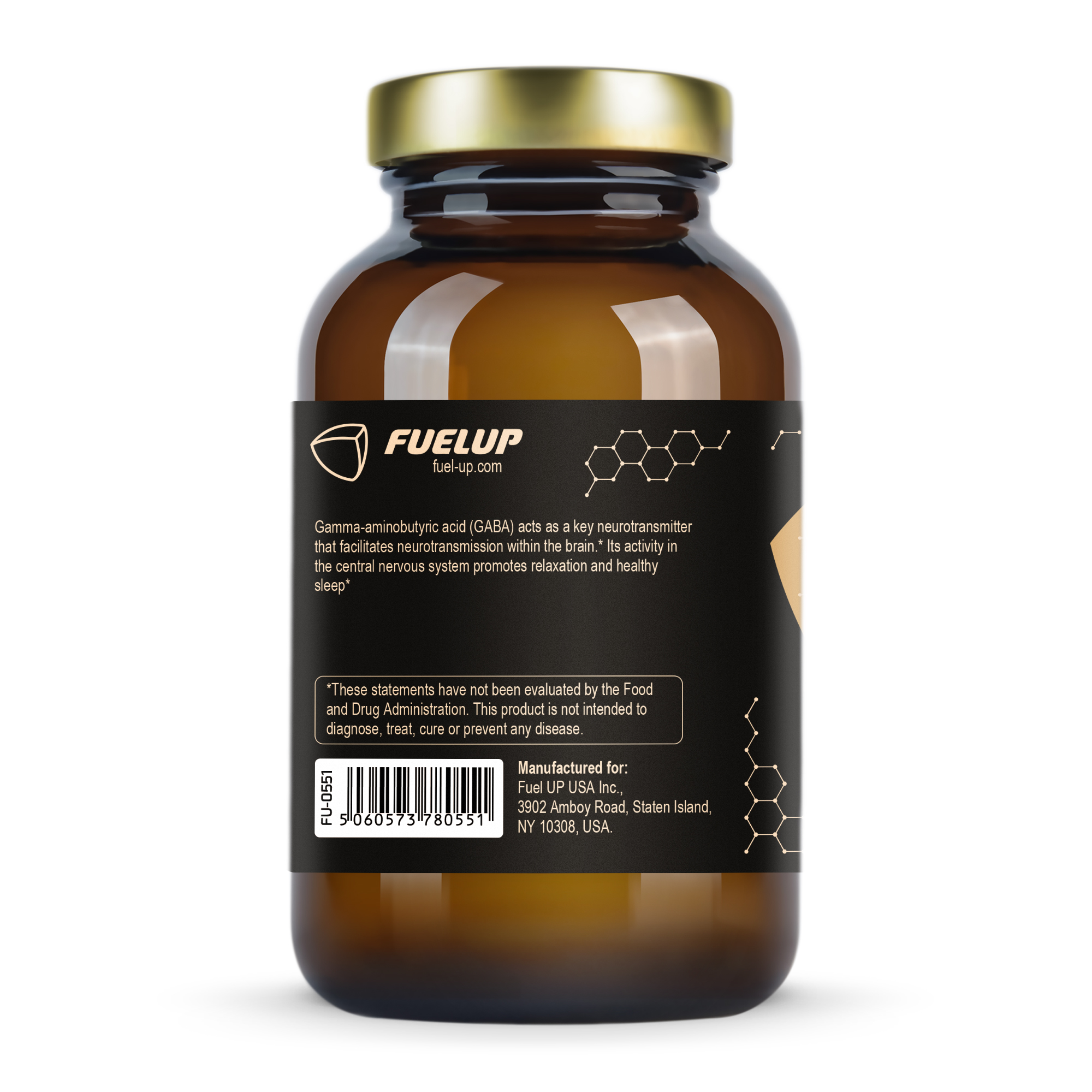 Склад ГАМК (GABA) 750 mg Fuel Up 100 vegcaps на етикетці