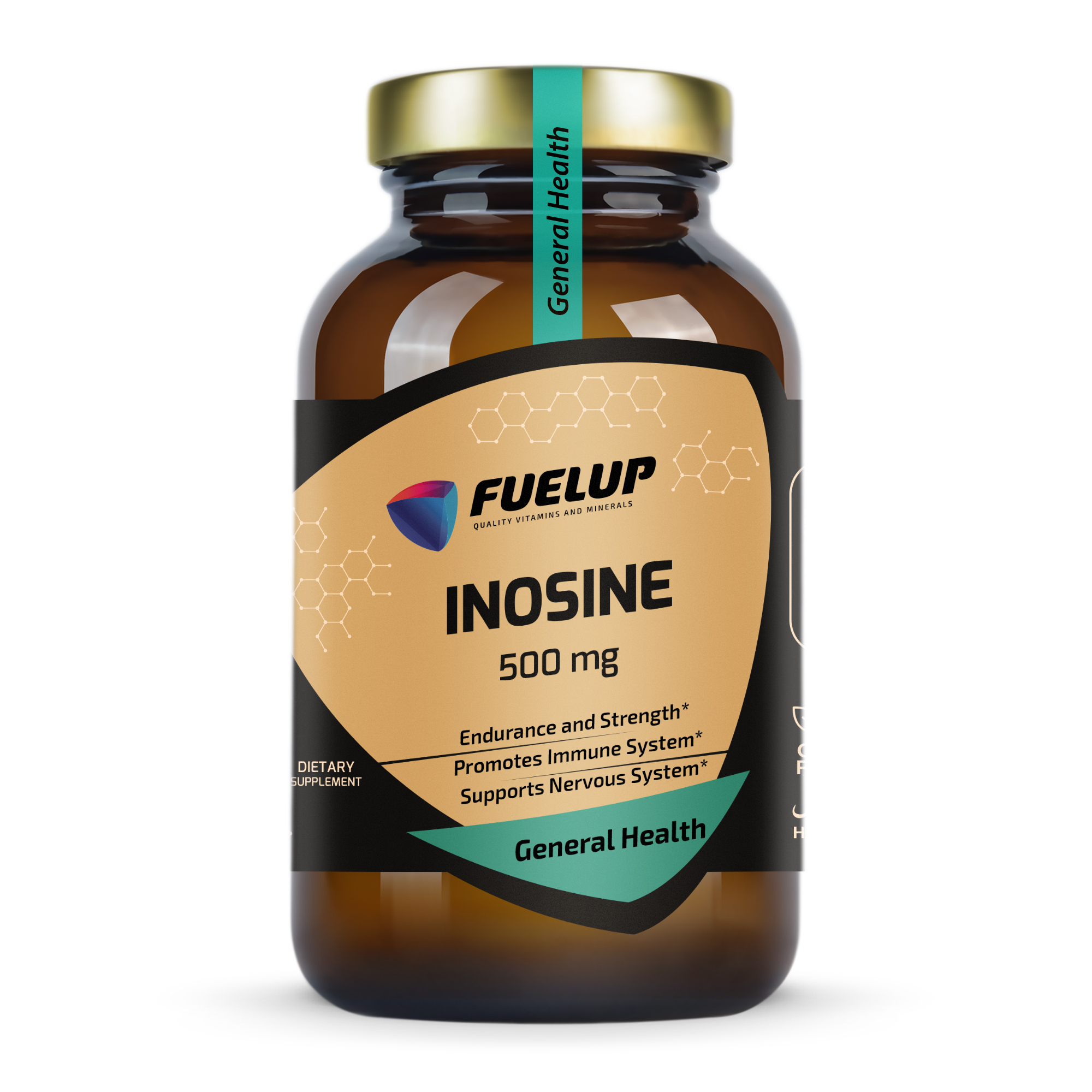 Fuel Up Inosine 500 mg 100 капсул для енергії, вигляд спереду