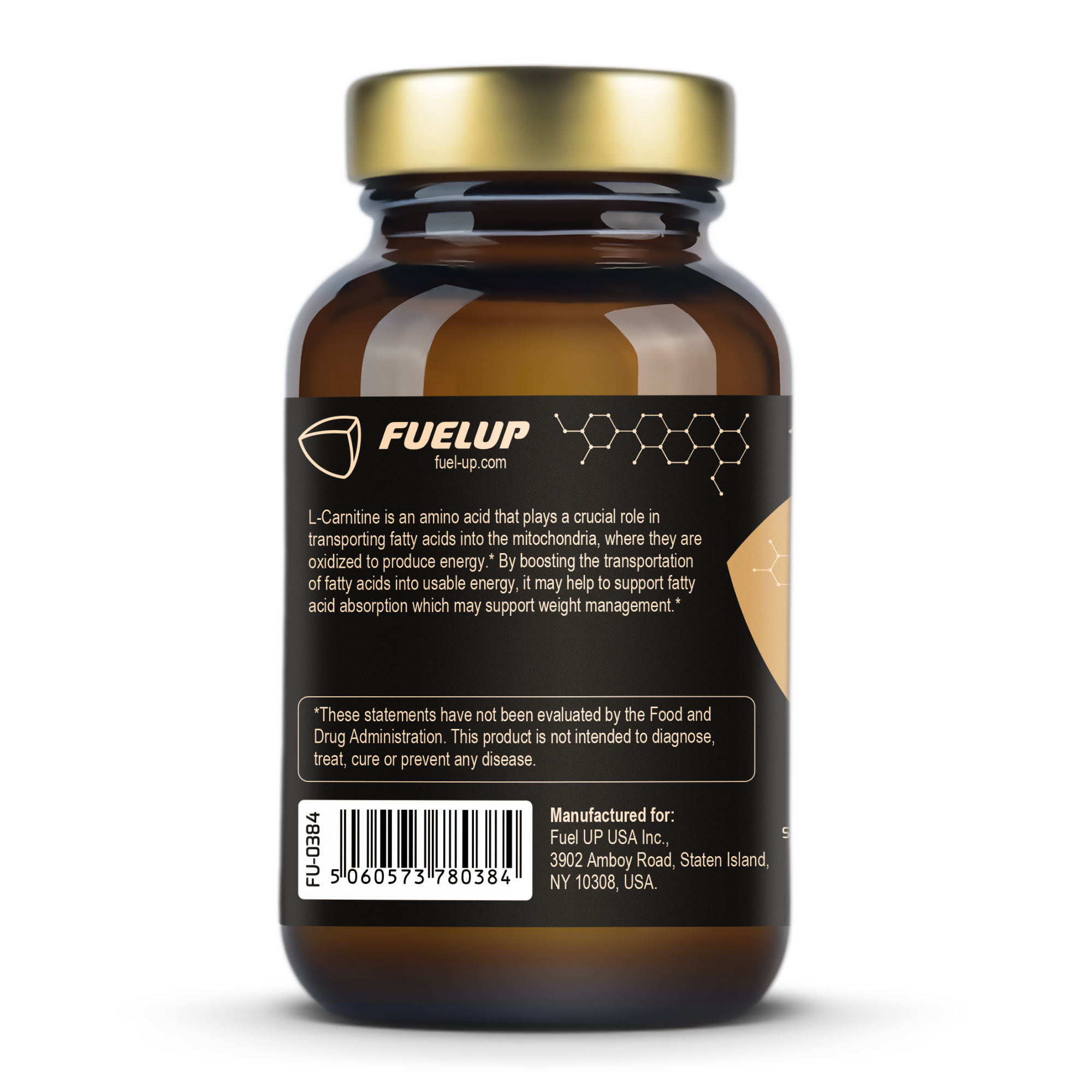 Склад L-карнітину 500 mg Fuel Up на упаковці 60 vegcaps