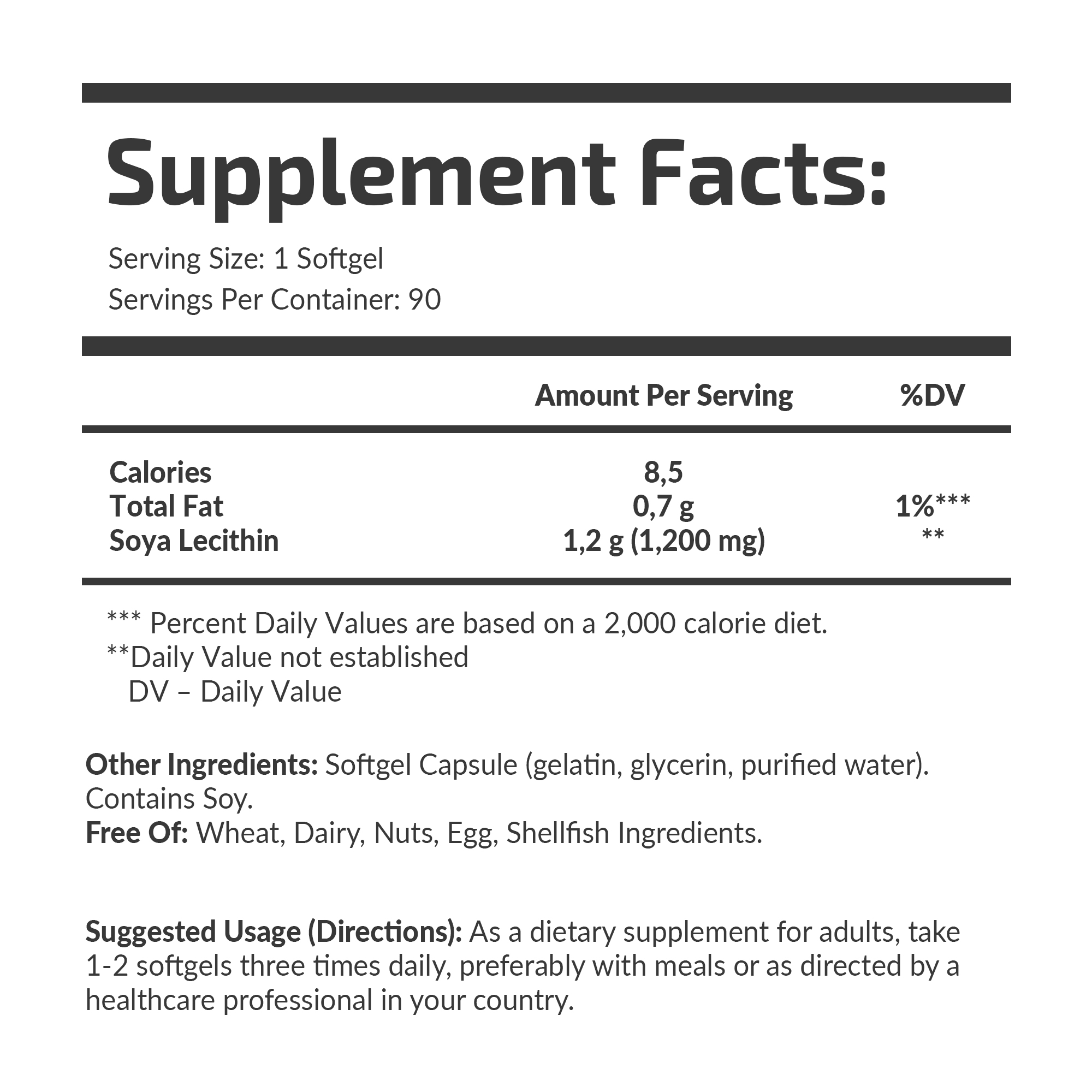 Банка Lecithin 1200 mg Fuel Up 90 softgels, вигляд збоку.