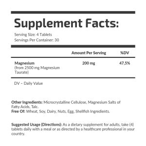 Банка Magnesium Taurate 50 mg Fuel Up 120 tabs, вигляд збоку.