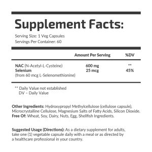 Банка NAC with Selenium 600 mg Fuel Up, вигляд збоку.