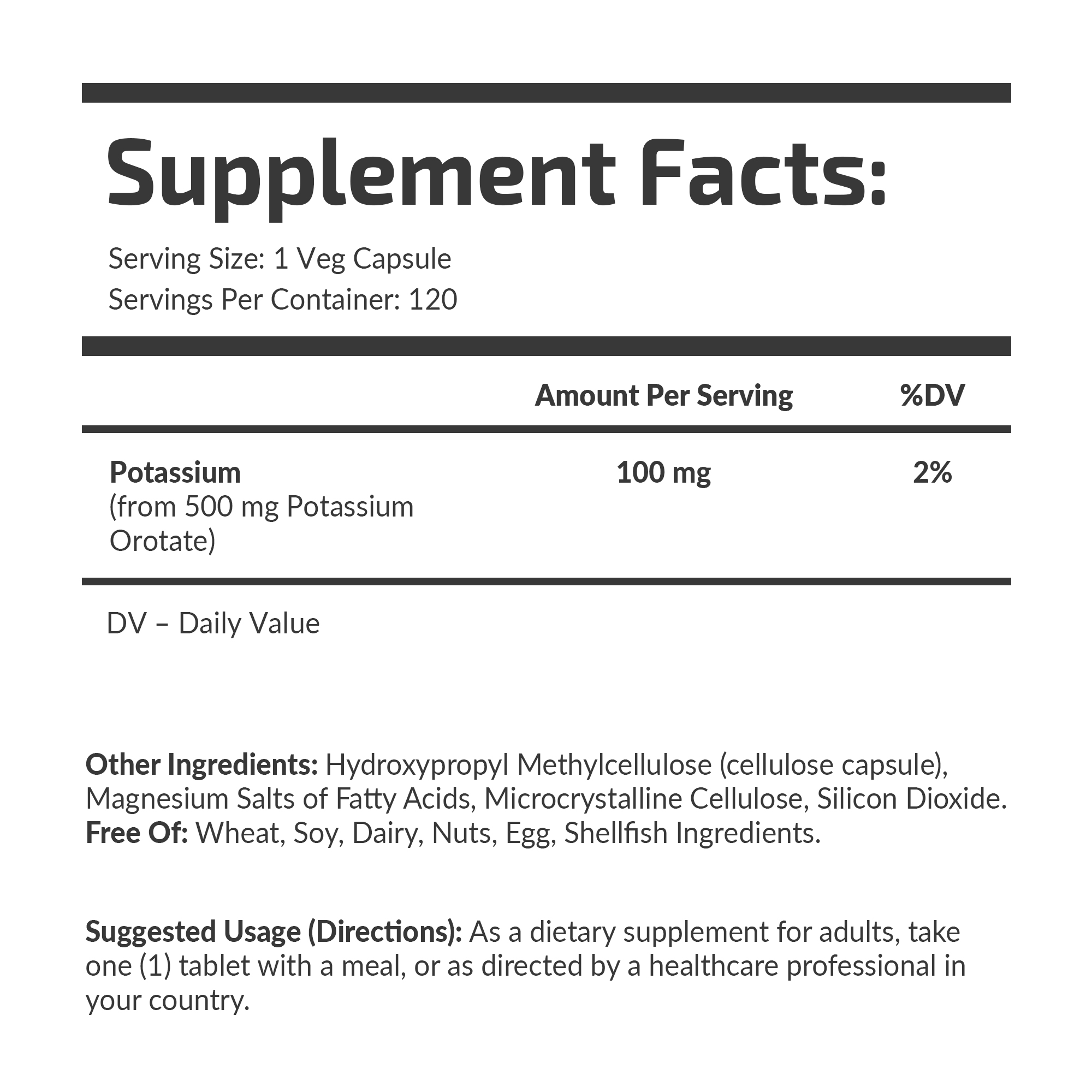 Банка Potassium Orotate 100 mg Fuel Up 120 шт, збоку.