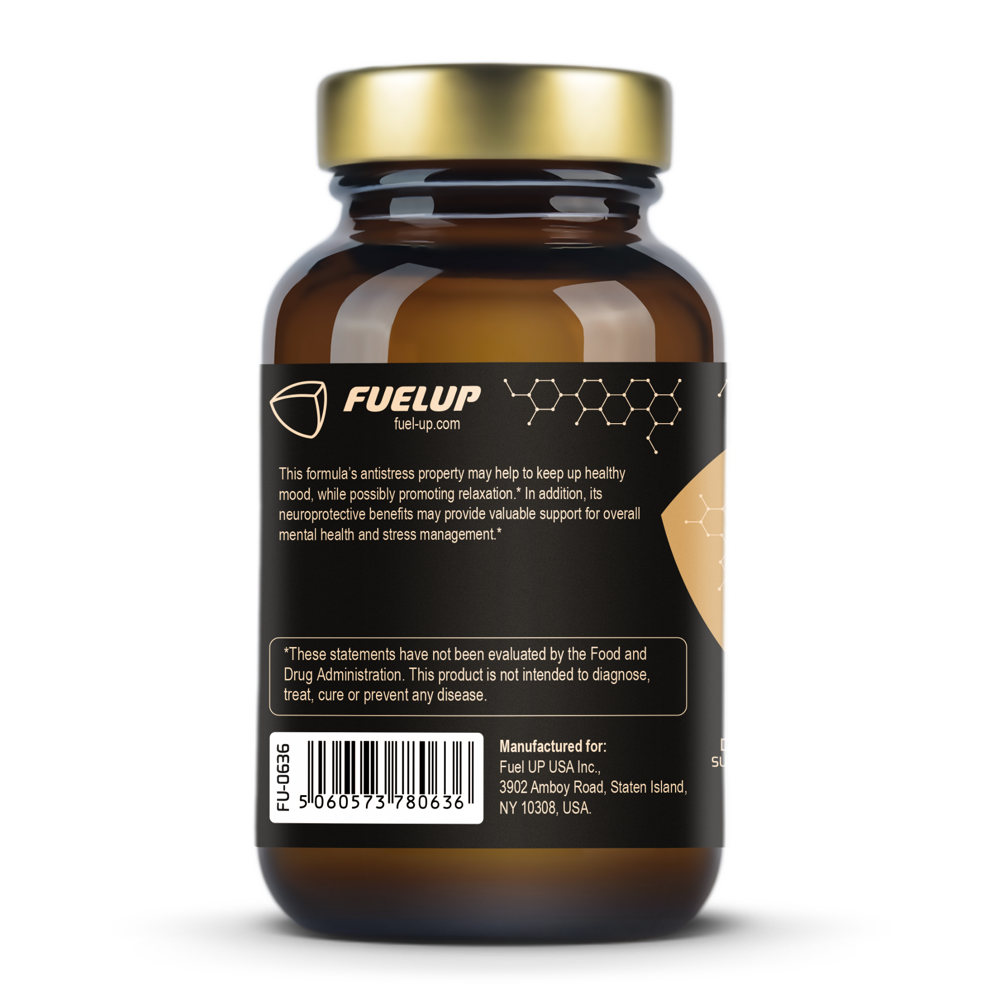 Склад добавки Stress Management Fuel Up на етикетці банки