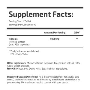 Банка Tribulus 1000 mg Fuel Up 90 таблеток, вигляд під кутом.