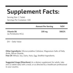 Банка Vitamin B6 100 mg Fuel Up 100 шт, вигляд під кутом.
