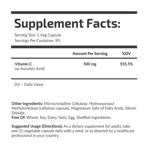 Упаковка Vitamin C 500 mg Fuel Up 90 шт, вигляд під кутом.