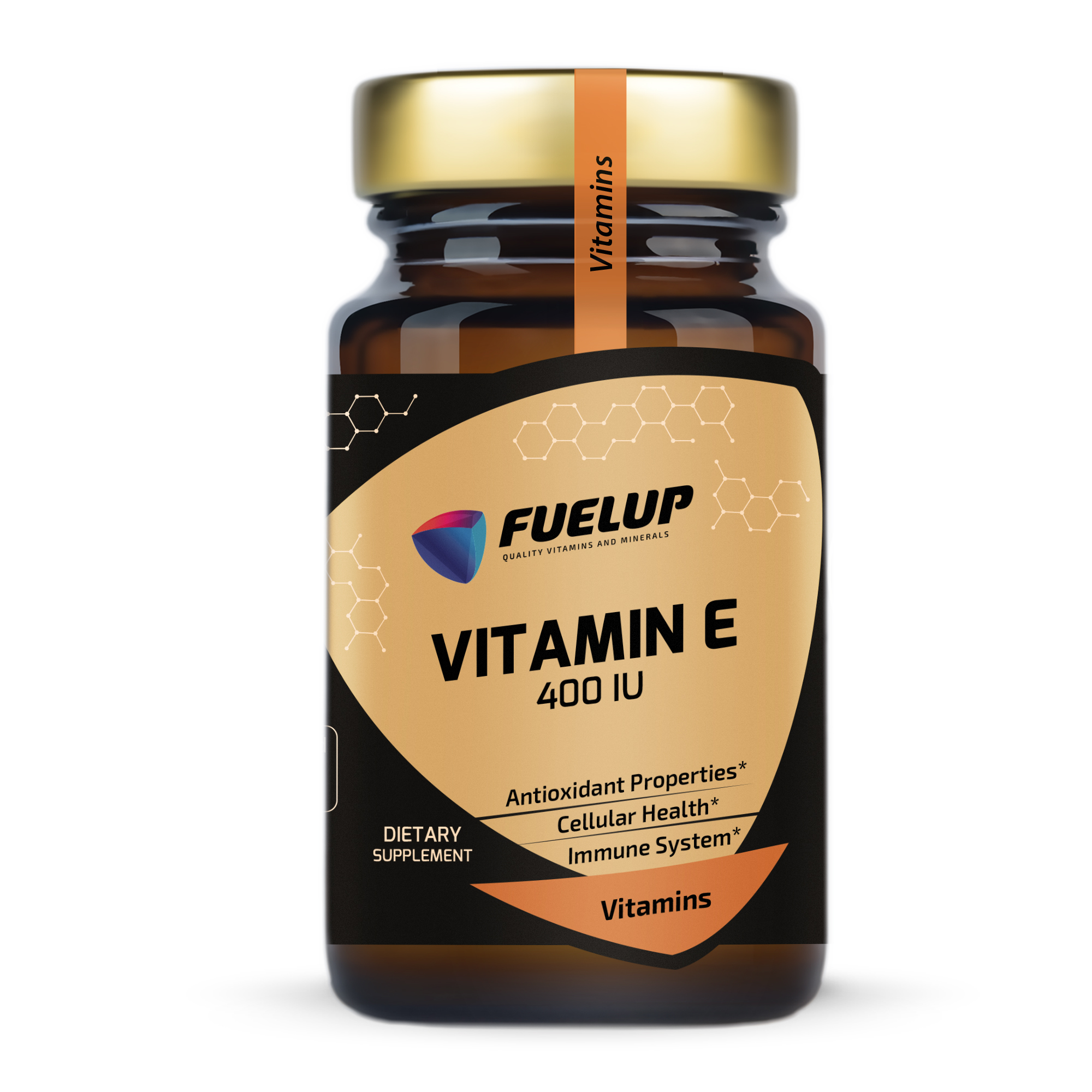 Fuel Up Vitamin E 400 IU 50 капсул, фронтальна сторона банки
