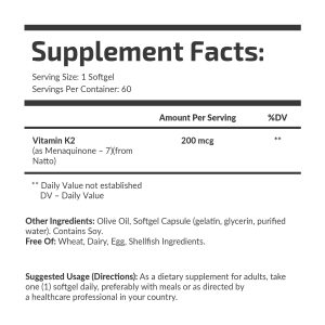 Банка Vitamin K2 MK-7 Fuel Up 60 softgels, вигляд ззаду.