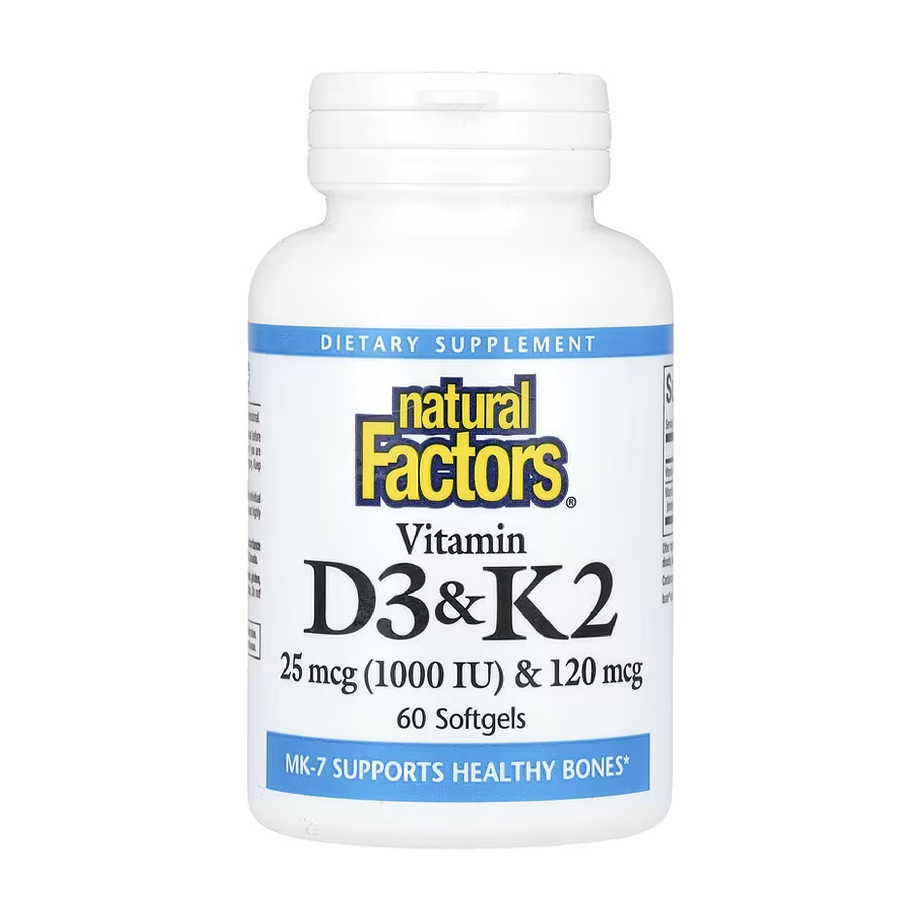 Vitamin D3 & K2 25 mcg (1000 IU) & 120 mcg - 60 softgels фото1